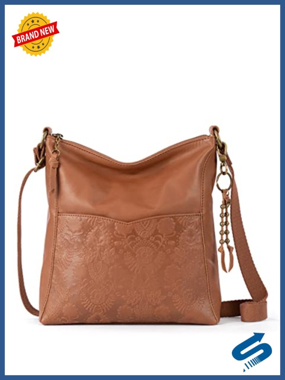 Leather Crossbody Bag with Adjustable Strap & Zipper Closure